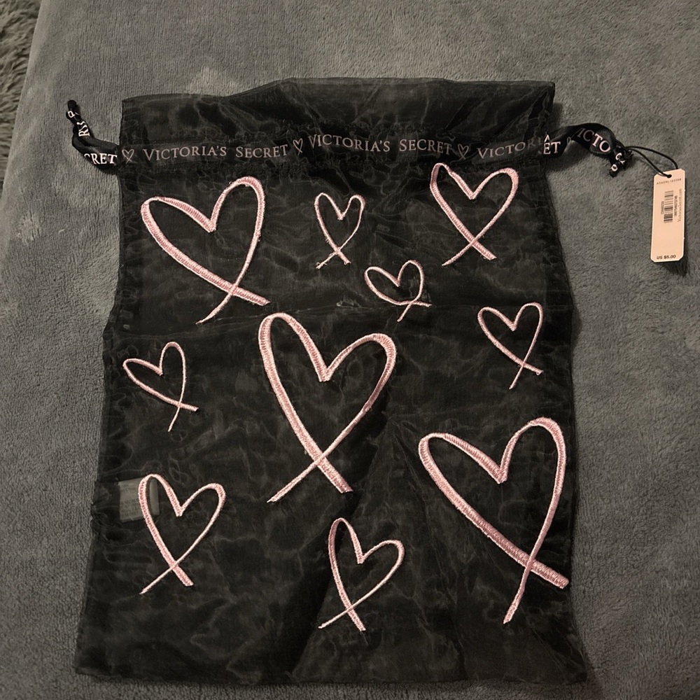 Victoria's Secret Black Bag with Pink Heart Design